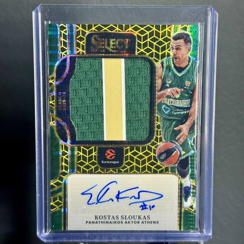 Kostas Sloukas Panini Select EuroLeague FOTL Gold Prizm Jersey Patch Autograph 10/10