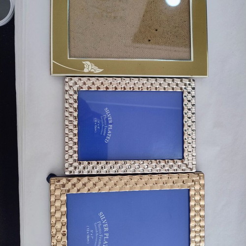 Photo frame set of 3 used, two silver plated