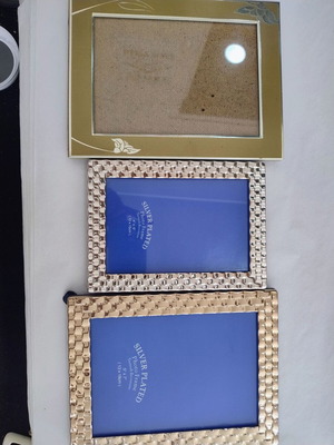 Photo frame set of 3 used, two silver plated