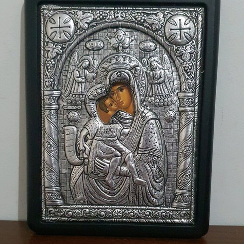 Virgin Mary Brephokratousa Axion Esti icon made of cast metal new
