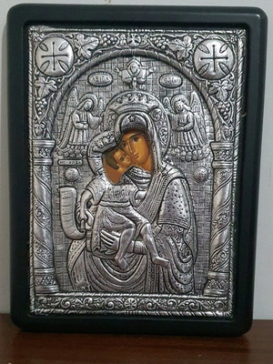 Virgin Mary Brephokratousa Axion Esti icon made of cast metal new