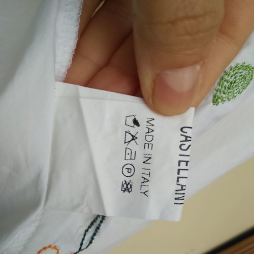 Flavio Castellani women's shirt used, white with floral patterns