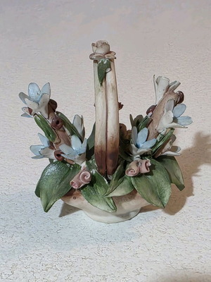 Handmade Capodimonte porcelain basket collectible like new
