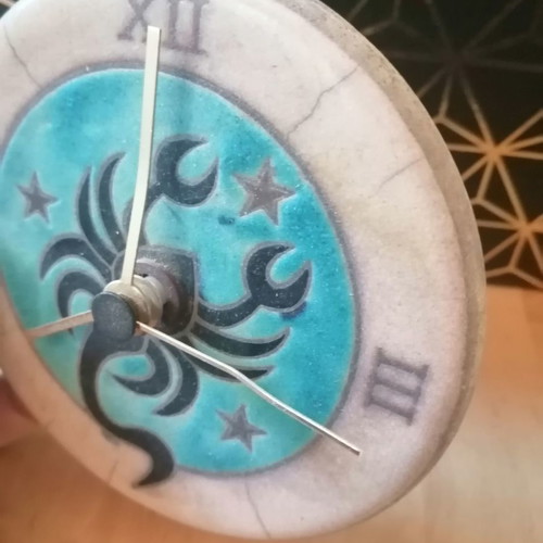 Analog tabletop clock used with battery