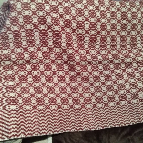 Wool handmade loom blanket new, burgundy and beige