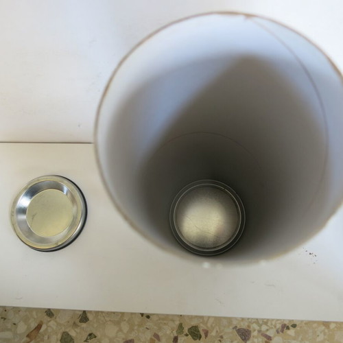 William Lawson's box used, cylindrical cardboard with metal lid