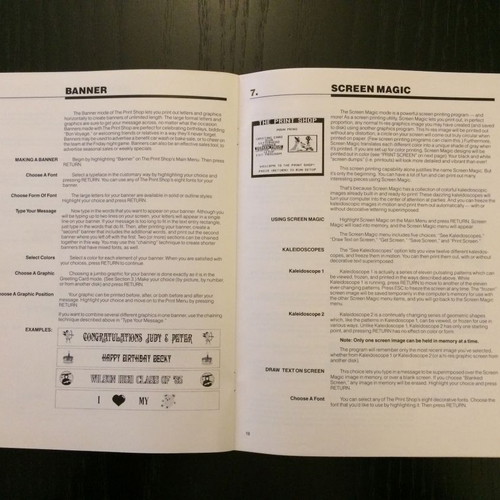 The Print Shop Reference Manual for Apple like new, 1986