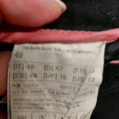Benetton Pants Alpha Line Black Fabric like new size 48