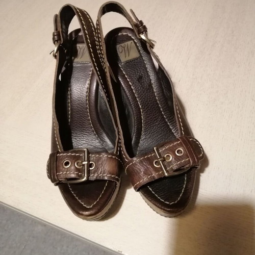 Zara platform shoes genuine leather used, brown, size 38