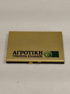 Agricultural Bank metal collectible case with calculator, used