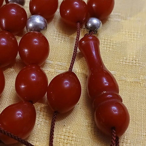 Komboloi mastic used, 14 mastic beads and 4 silver beads 925