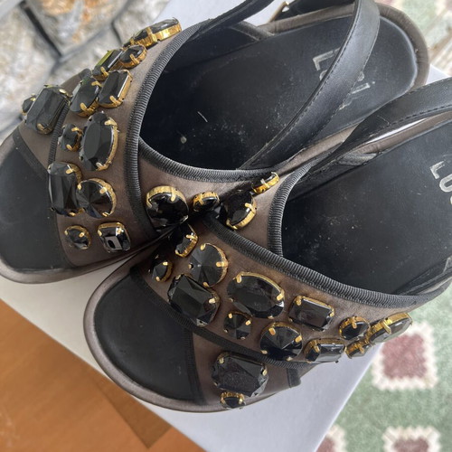 Bibi Lou green sandals like new, decorated with stones
