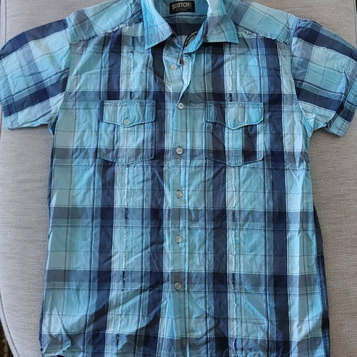 Scotch & Soda short-sleeve shirt blue like new, size M for 16 years