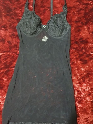 Black baby doll lingerie with lace and underwire bra