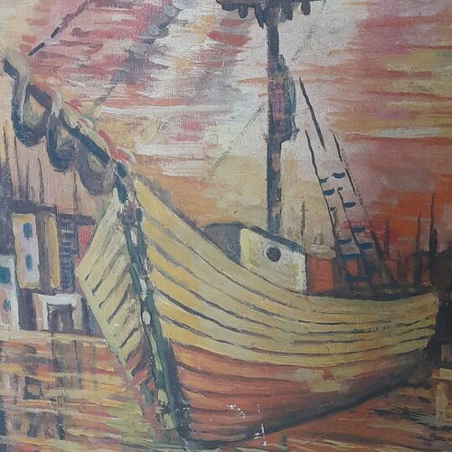 Painting used with harmony in composition and vivid sunset colors
