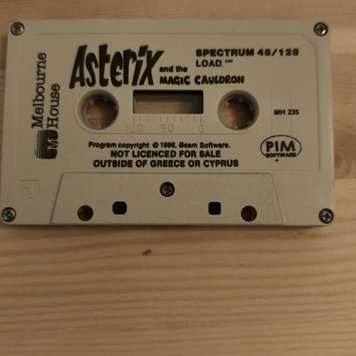 Asterix and the Magic Cauldron ZX Spectrum cassette used, 1986