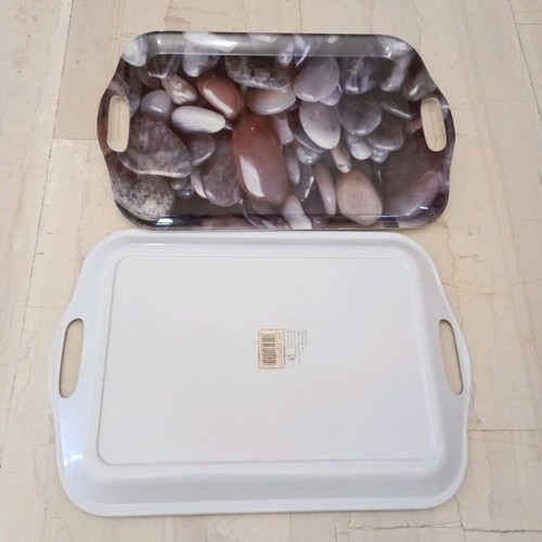 Serving trays set of 2, new, hard plastic, 42.5x29cm