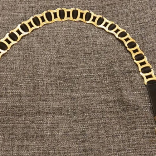Faux suede women's belt black - gold used, size 75