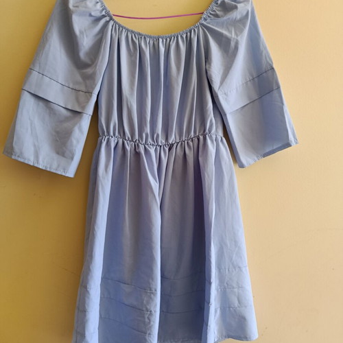 Dress with off-shoulder design light blue used, size M