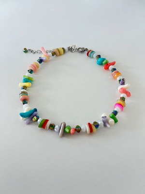 Handmade ankle bracelet used with shells, hematite, and adjustable steel chain