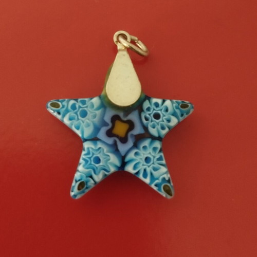 Starfish Murano pendant like new, Millefiori glass