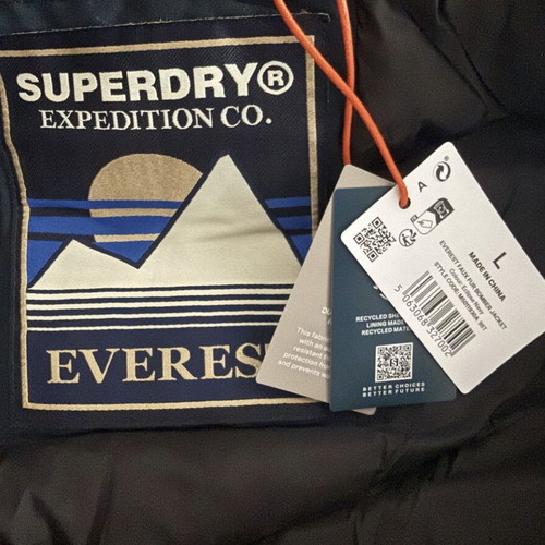 Superdry Everest Faux Fur Bomber Jacket new, men's winter blue L/XL
