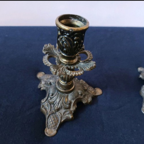 Bronze candlesticks used, set of 2, 12 cm height