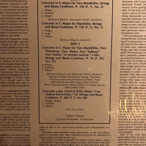 Antonio Vivaldi The Mandolin Concerti And Concerto For Violino Discordato used