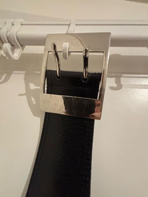 Leather belt black like new with metal buckle