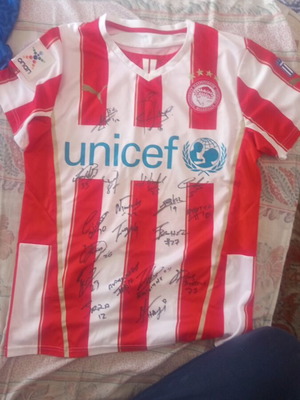 Authentic Praxitelis Vouros Olympiacos Jersey with Player Signatures like new