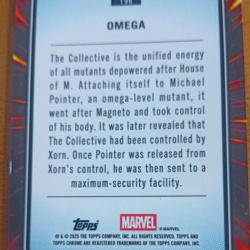 Topps Chrome Marvel 25 Omega No 196 Blue Refractor like new