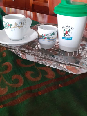 Loumidis Coffee Cups Set like new with Mytaras design