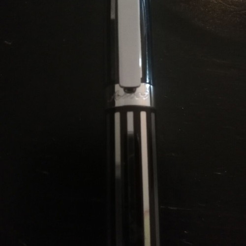 Ascot pen in gift box like new, striped black and steel