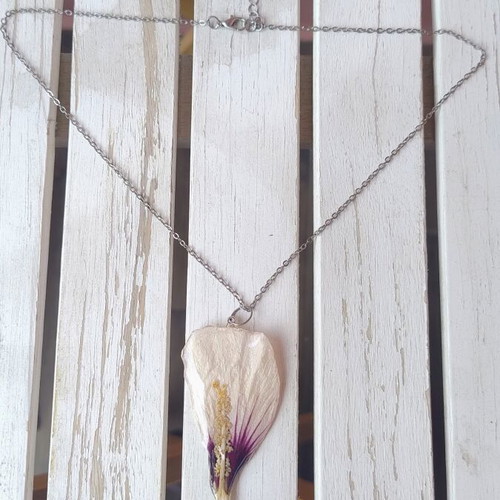 Floral necklace handmade talisman with hibiscus