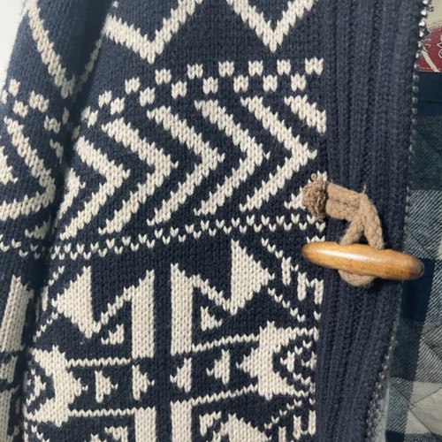 Tokyo Laundry men's winter cardigan coat, size S, blue and white