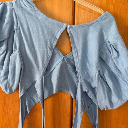 Linen set skirt and blouse Mind Your Style blue, like new