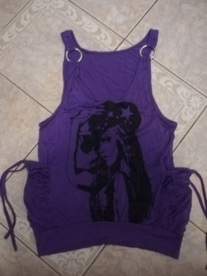 Women's blouse used M/L purple with rings on straps