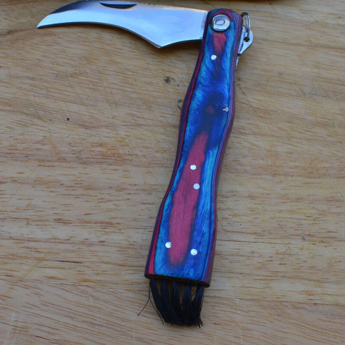 Mushroom Handmade Stainless Steel Folding Knife New with Leather Sheath