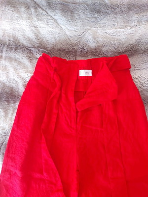 Κόκκινο λινό παντελόνι Mango καινούργιο, μέγεθος S