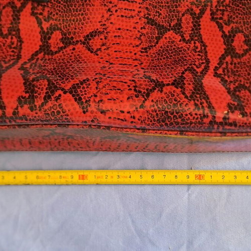 Vintage vinyl shoulder bag with red Python print, like new