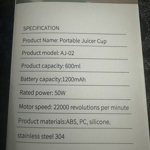 Portable juicer cup 600ml new, 50W power