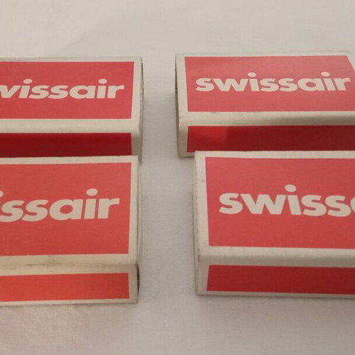Swissair matchboxes used, set of 4, 1970s memorabilia