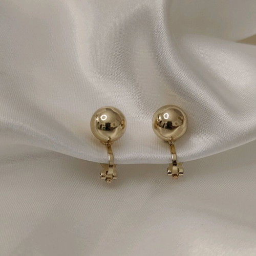 Earrings with clip gold ball new