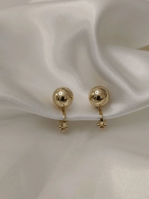 Earrings with clip gold ball new