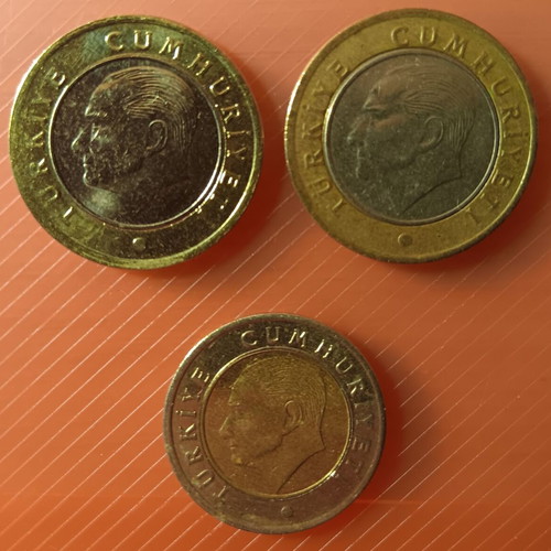 Lot of 2.5 used Turkish lira coins