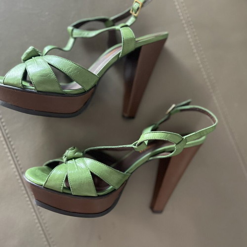 Leather sandals like new, green, size 39, again & again