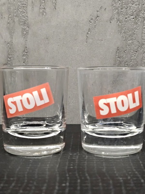 Set of 2 Stoli collectible shot glasses used