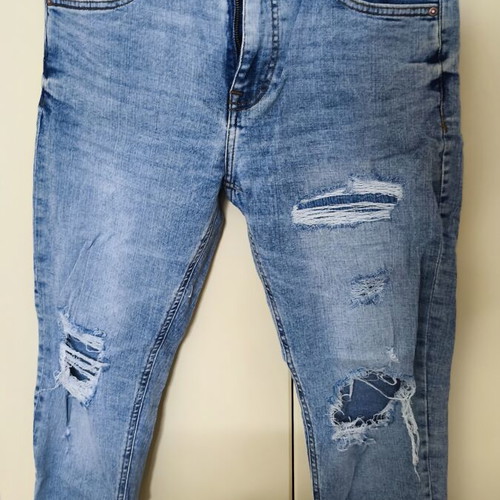 Bershka Skinny Jeans Men’s Blue Used With Rips Size L