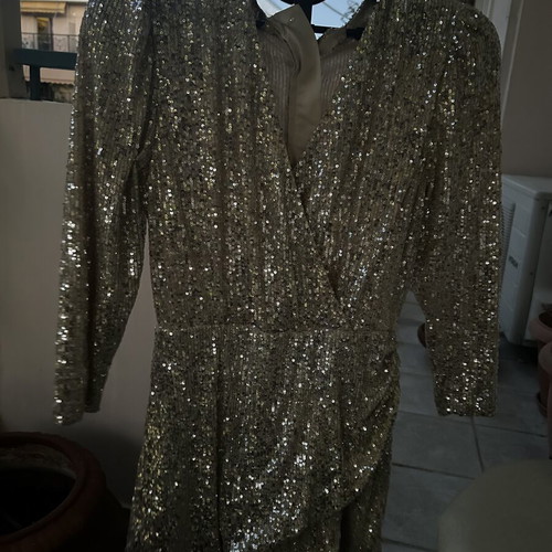 Gold Sequined Dress with Inner Shorts, Excellent Condition, Size 40