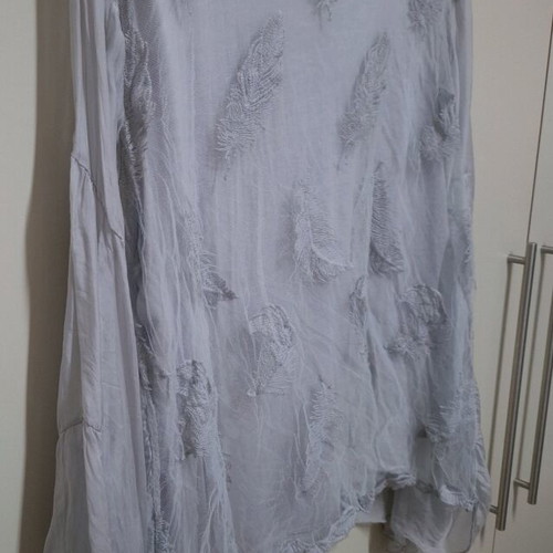 Gray transparent top with 3/4 sleeve like new, one size